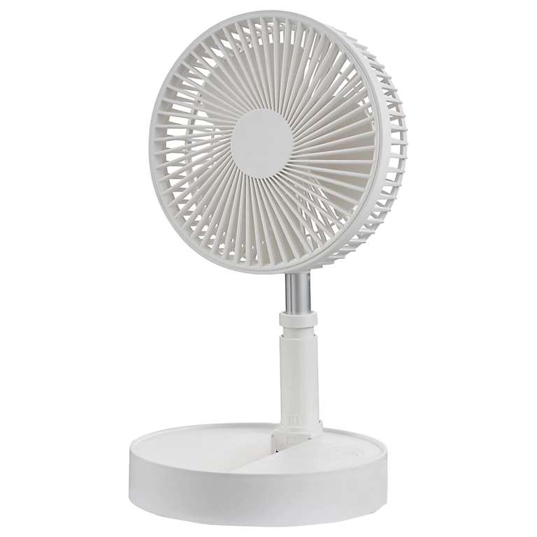 White 6" Foldable Rechargeable Fan With adjustable height, free c&c