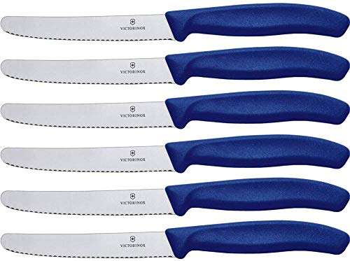 Victorinox Tomato/Table Knife Set Swiss Classic 6 Pieces, Stainless Steel, Blue - Prime Exclusive