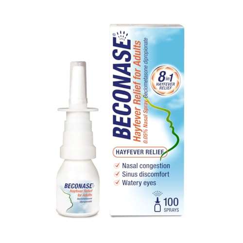 Beconase Hayfever Relief Nasal Spray - 8 in 1 Effective Relief for Allergy Symptoms - Non-drowsy - 100 Sprays,1 Count, Prime Exclusive