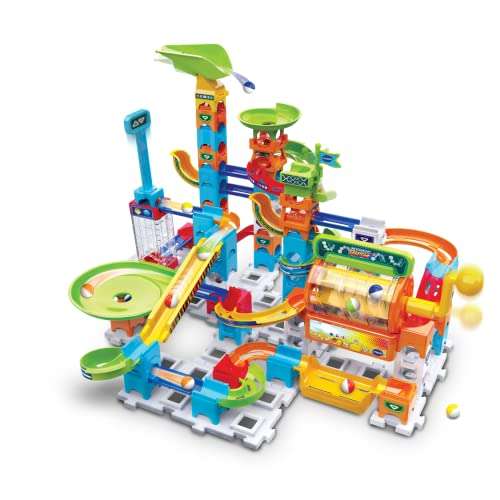 VTech Marble Rush Corkscrew Challenge, Construction Toys for Kids with 10 Marbles & 100 Building Pieces, Electronic Marble Run (Prime Deal)