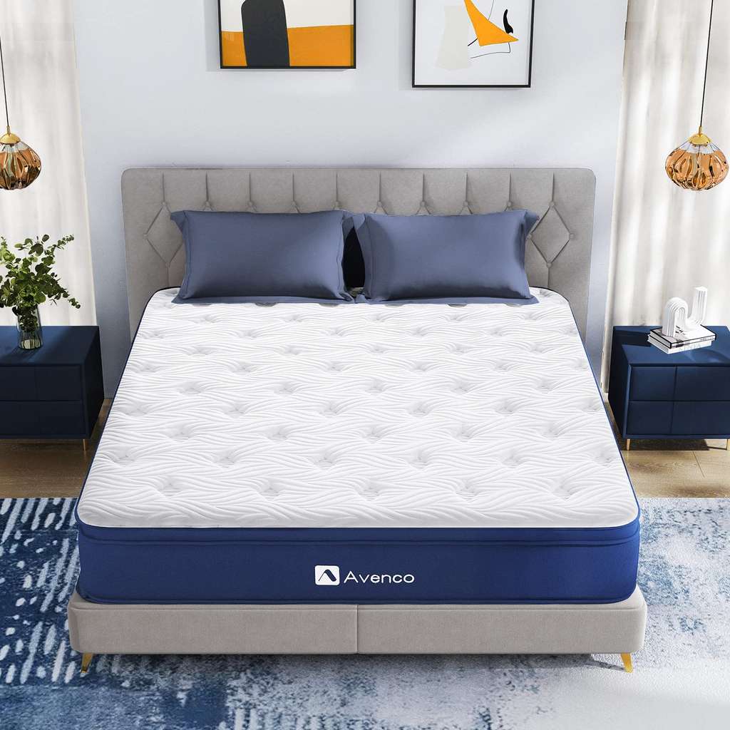 Avenco King Mattress, 7 Inch Bamboo Fibers Foam and Spring Hybrid Mattress King, Medium Firm Breathable, 5ft - prime deal