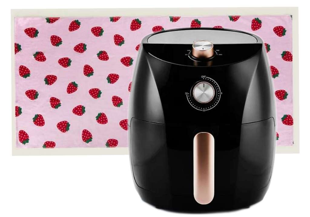 Black Air Fryer GAF201RG-21 3.2 Litre + Pink & Red Strawberry Printed Cotton Towel with auto discount - Free C&C
