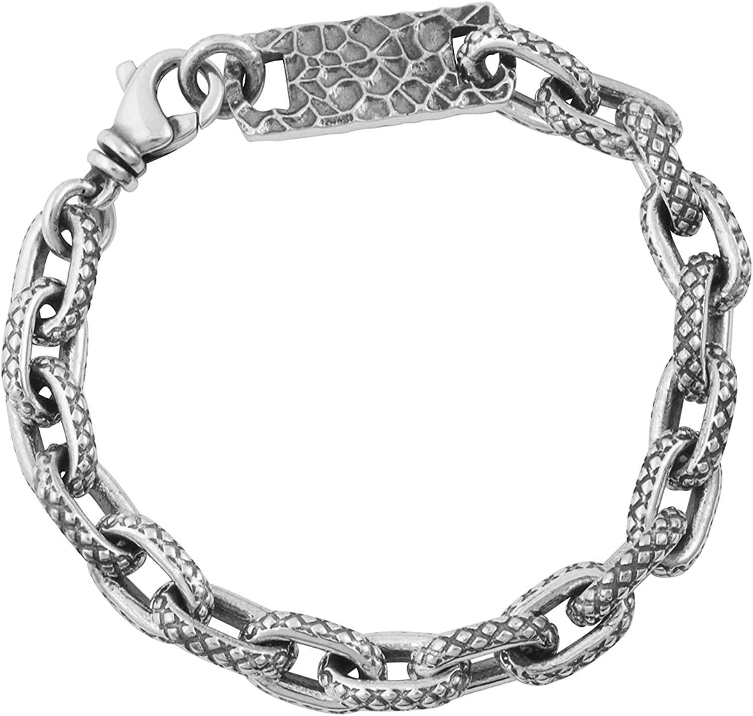 King Baby Solid Unisex Oval Cable Link Bracelet in Sterling Silver, Cross Grain - Lengths Available
