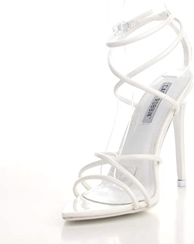 Cape Robbin Women's Lace-Up Pointed Toe Open Ankle Strap Stiletto Sandals - Ada