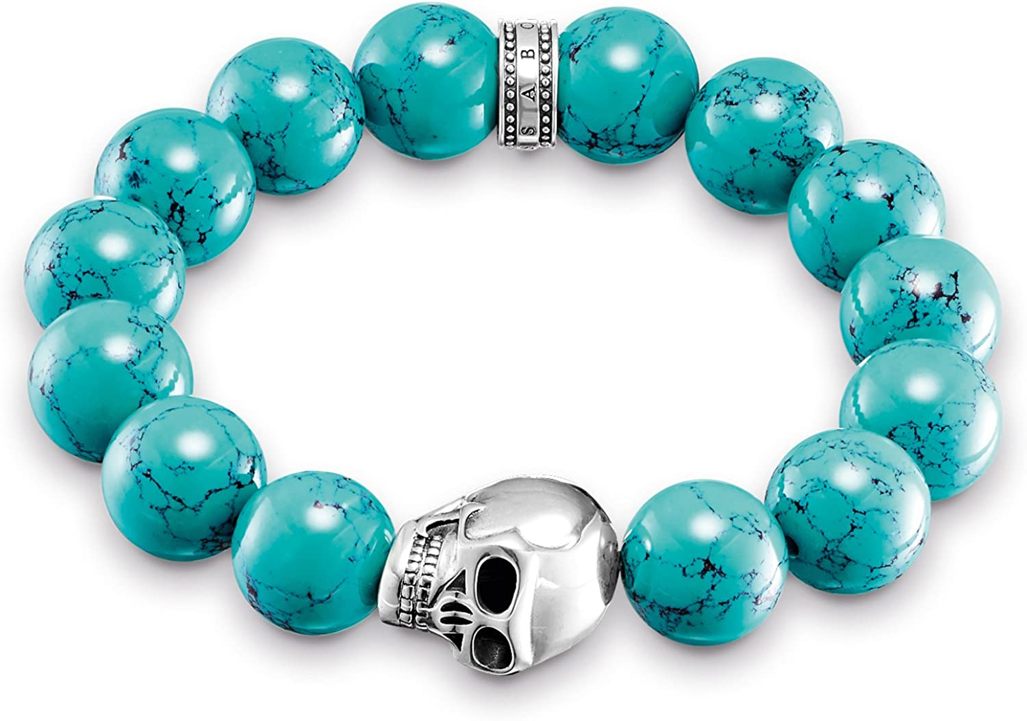 Thomas Sabo Men's Bracelet Rebel at heart 925 Silver Turquoise 16 cm - A1575-878-17-L16, 16 centimeters, Sterling Silver, Turquoise