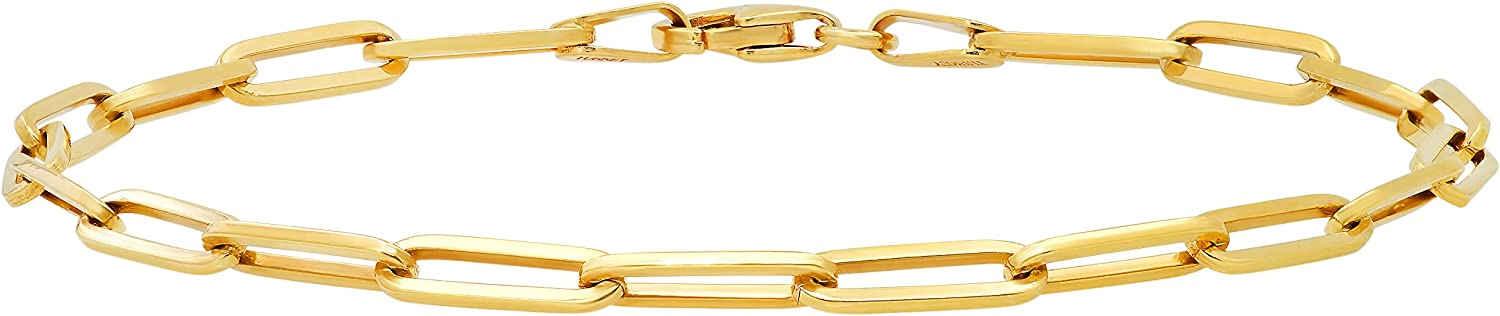 Dazzlingrock Collection Paper Clip Extended Open Chain Simple Sophisticated Fashion Bracelet | Available in 10K/14K/18K Gold
