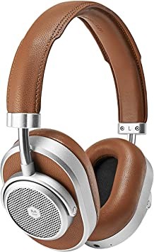 Master & Dynamic MW65 Active Noise Cancelling (Anc) Wireless Headphones – Bluetooth Over-Ear Headphones with Mic, Silver Metallic/Brown Leather