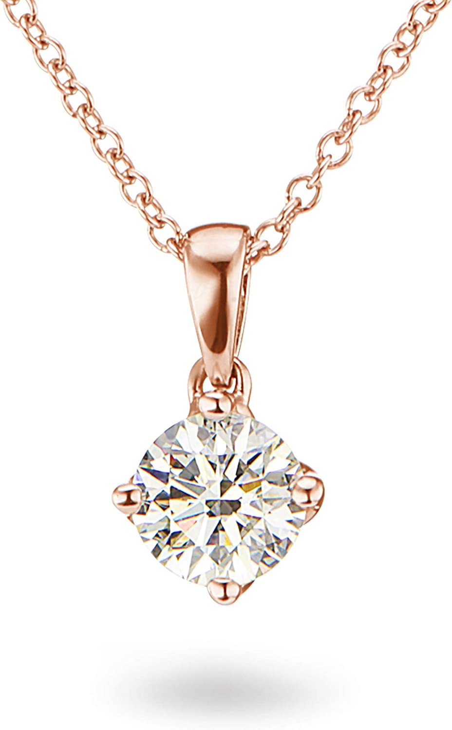 IGI Certified 1.0ct Round Brilliant Cut Lab-Grown Diamond Solitaire Pendant Necklace in 14K Yellow Gold (J-K, Clarity SI2-I1), 40.64cm - 45.72cm Adjustable - Gold Choice