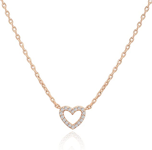 PAVOI 14K Gold Plated Dainty Pendant Necklace | Layering Necklaces | Gold Heart Necklace