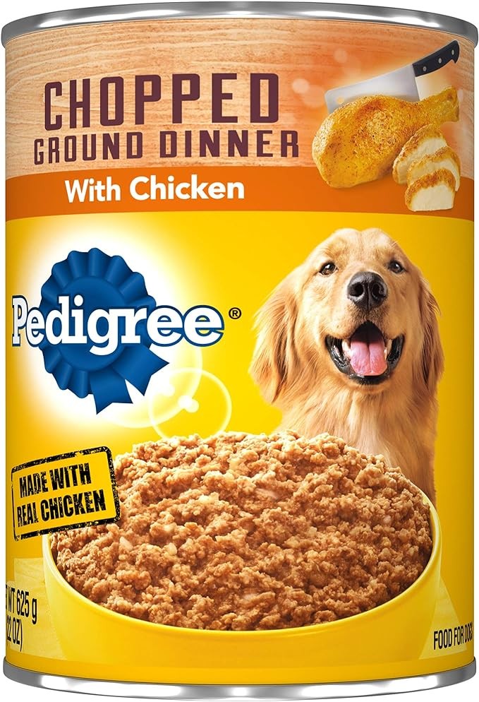 Pedigree Chopped Ground Dinner with Chicken Canned Dog Food 22 Ounces
